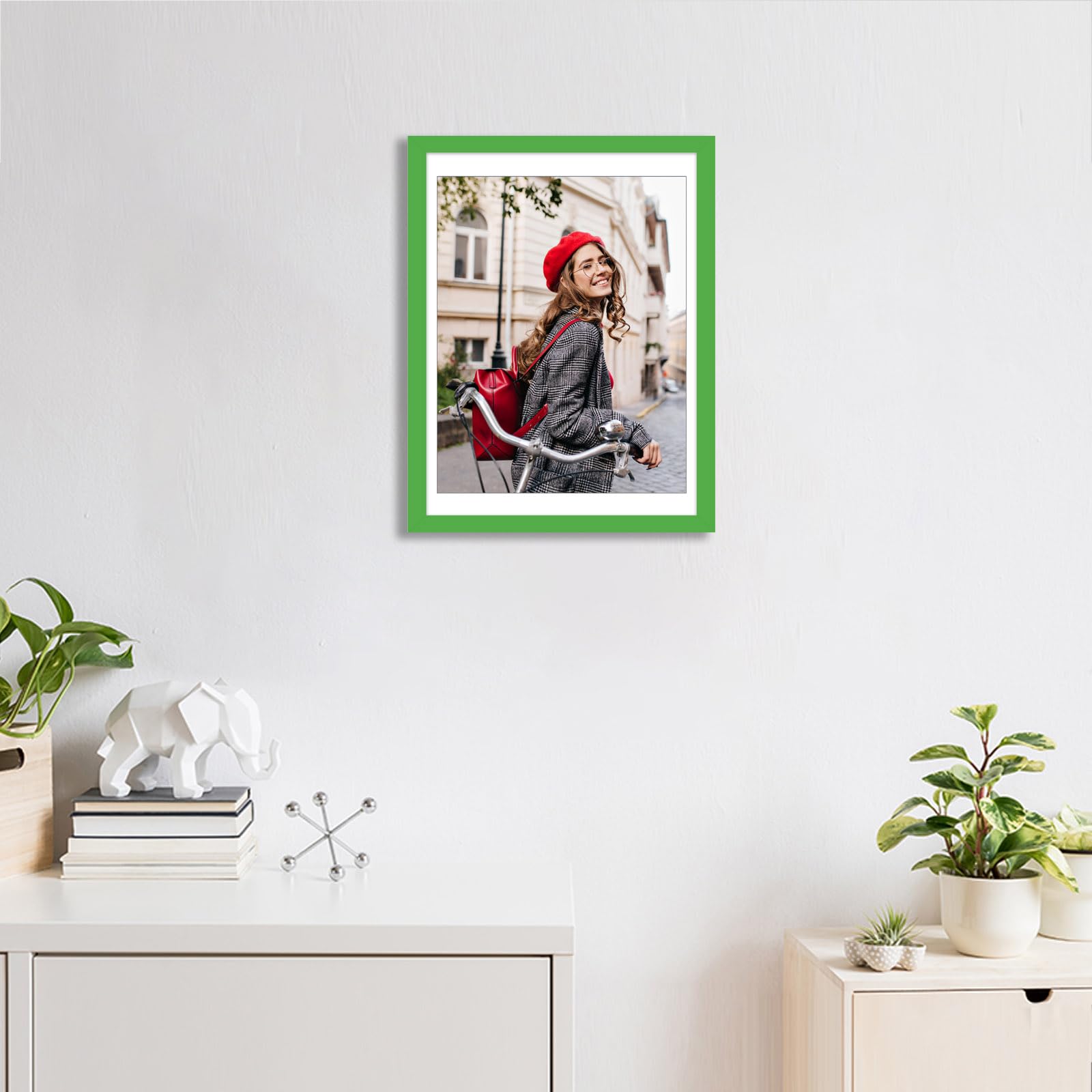 wyooxoo 12x16 Picture Frame Green Made of Solid Wood Photo Frames Display Pictures 11x14 with Mat or 12x16 Without Mat Colorful